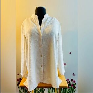 Classic Button Down Susan Graver Blouse & Tank Set 1X Cream Plus Size GUC